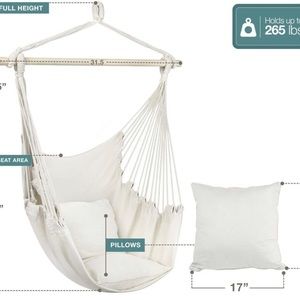 Hanging Rope Hammock Chair Swing Seat for Indoor / Outdoor Use
